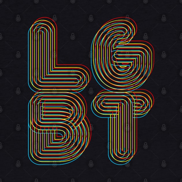 LGBT 70s Retro Style 3D Rainbow Outline Design by DankFutura